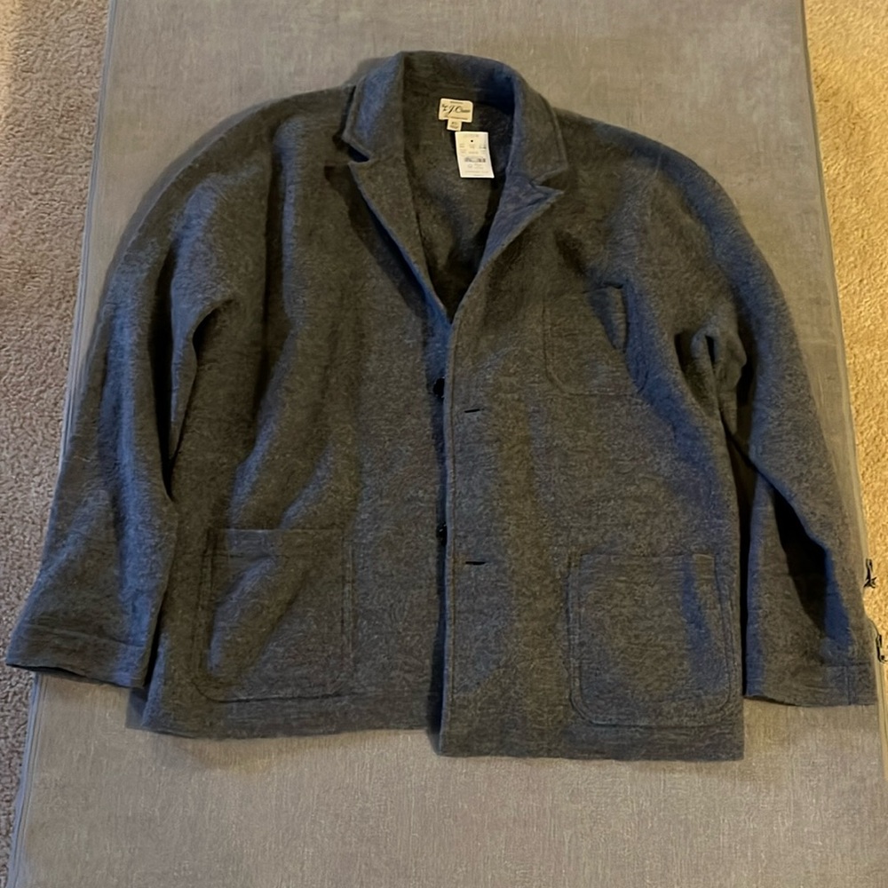 J Crew Factory Merino Wool Sweater Blazer; XL; Gray